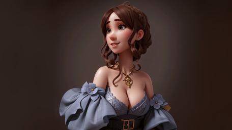 Elegant Anime Doll Portrait in Soft Studio Lighting wallpaper