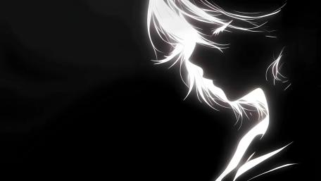 Silent Anime Silhouette in Monochrome Elegance wallpaper