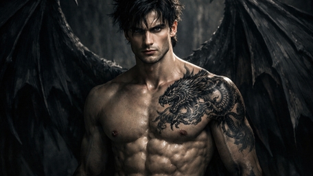 Shadow Winged Guardian with Dragon Tattooed Power wallpaper