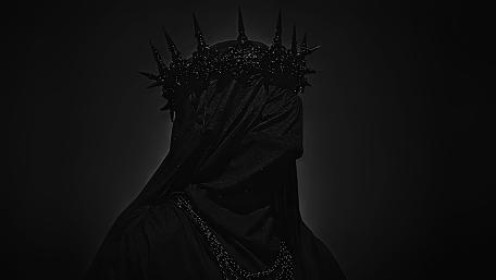 Crown of Thorns in Shadowed Majesty on Black 4K Fantasy Art wallpaper