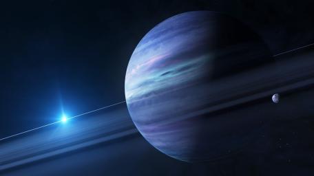 Azure Gas Giant Drifting Through Starlit Silence wallpaper