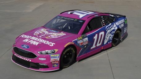 Pink NASCAR Ford Fusion Number 10 Race Car Wallpaper in 5K wallpaper