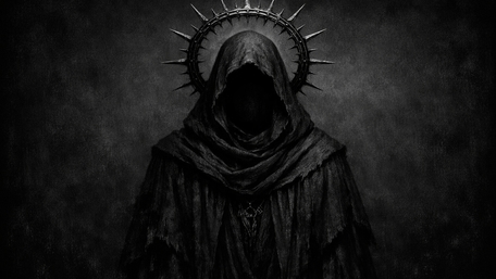 Crowned Void Wanderer in Monochrome Darkness wallpaper