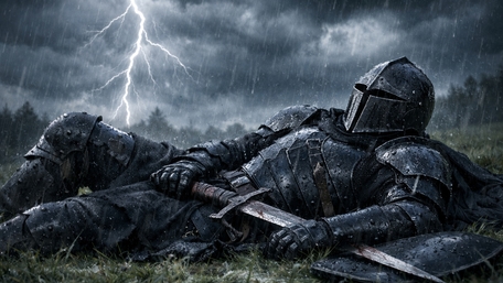 Fallen Knight Under Lightning After the Battle wallpaper