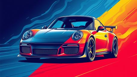 Color Burst Porsche 911 Illustration in 4K Motion wallpaper