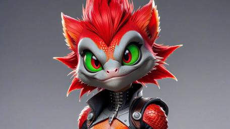 Neon Eyed Ember Fur Dragon Punk Hero Portrait Wallpaper wallpaper