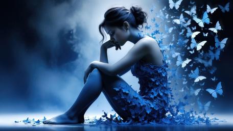 Blue Butterfly Reverie of a Quiet Woman wallpaper
