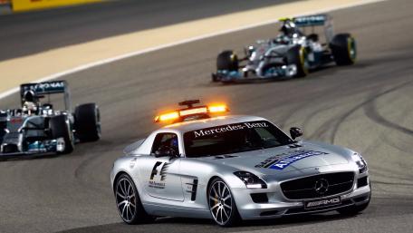 Mercedes AMG Safety Car Leading Formula 1 Action on Track wallpaper