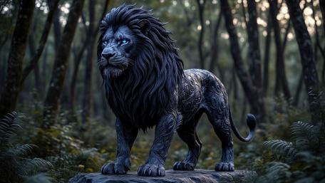 Runic Shadow Lion Guardian of the Enchanted Forest wallpaper