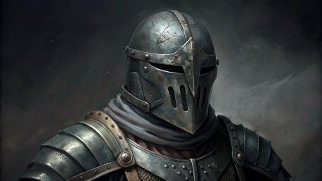 Steel Silence of the Medieval Knight in Shadowed Storm wallpaper