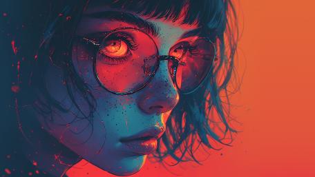 Neon Crimson Gaze Anime Portrait in Ultra Detailed 4K wallpaper