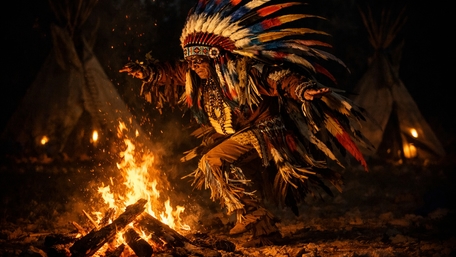 Feathered Fire Dancer Beneath the Midnight Sky wallpaper