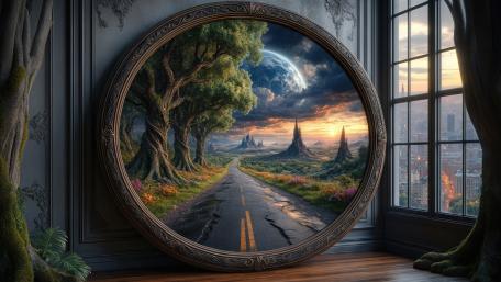 Portal Frame to a Moonlit Kingdom Road wallpaper