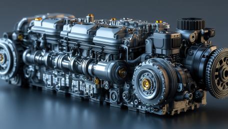 Ultra Detailed Industrial Engine Render in Futuristic 5K Technics Style wallpaper