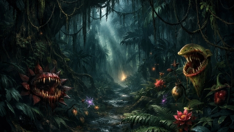 Whispers of the Carnivorous Rainforest Path wallpaper