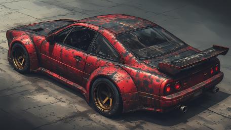 Grunge Drift Sports Car in 4K Night Garage Mood wallpaper