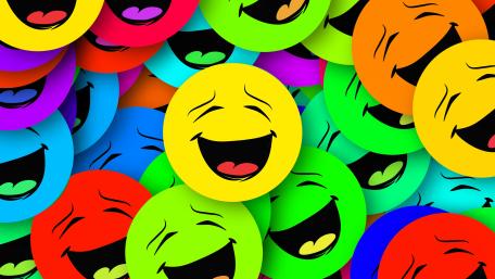 Rainbow Laugh Riot Smiley Emoticon Wallpaper in Vibrant 5K Color wallpaper