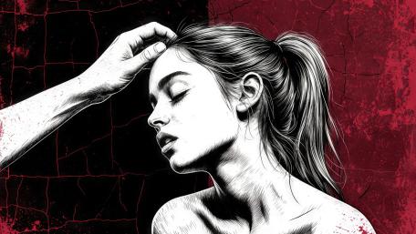 Silent Profile in Crimson Shadows wallpaper