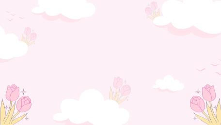 Dreamy Pastel Sky with Kawaii Tulips and Soft Floating Clouds wallpaper
