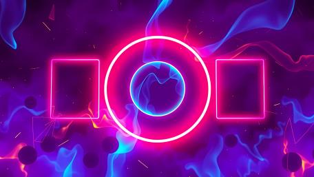 Neon Geometry Orbit in Electric Vaporwave Glow wallpaper