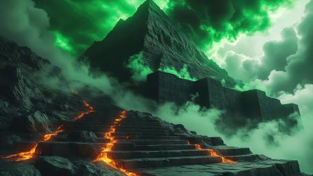 Stairway Through Lava to the Emerald Pyramid of Forgotten Ruins wallpaper