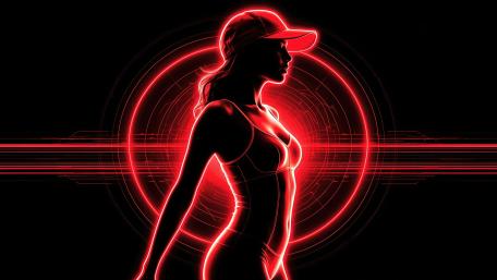 Neon Sporty Silhouette Profile Glow on Black Background wallpaper