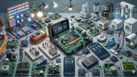 Microcontroller Smart Home Lab Circuit Boards Sensors and Robotic Gadgets wallpaper