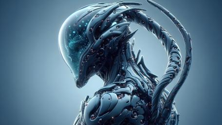 Azure Biomechanical Overlord of the Silent Nebula wallpaper