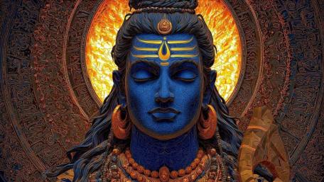 Cosmic Tranquility of Lord Shiva in Sacred Mandala Glow wallpaper