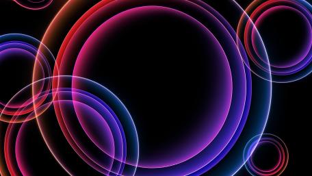 Neon Gradient Rings on Black Futuristic Minimalist Abstract wallpaper