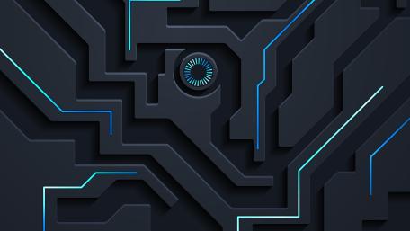 Neon Circuit Maze Geometry in Dark Minimal Tech Style wallpaper
