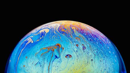 Cosmic Blue Sphere With Fluid Marble Swirls in Ultra 5K wallpaper