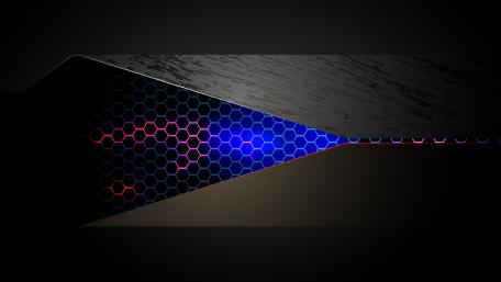 Neon Honeycomb Mesh Slice in Shadowed Metallic Abstract wallpaper