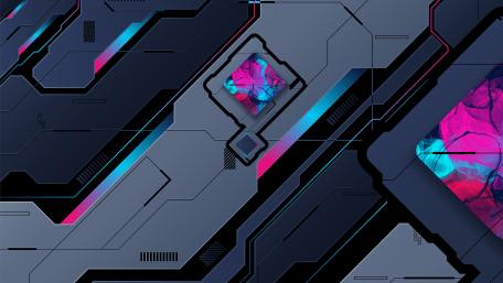 Neon Circuit Geometry Minimalist Cybertech Abstract Wallpaper wallpaper