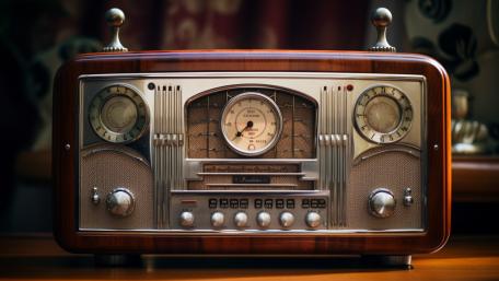 Vintage Shortwave Radio Elegance in Retro 4K Technics Wallpaper wallpaper