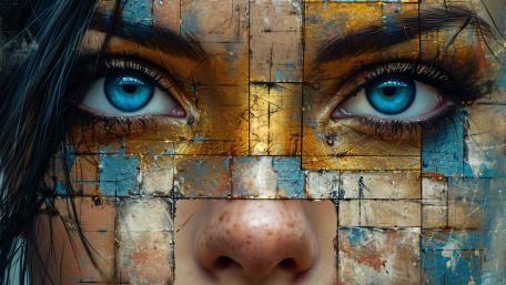 Mosaic Gaze of Metallic Dreams wallpaper