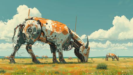 Cyber Grazers in the Prairie Sky wallpaper
