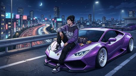 Midnight Drift in Neon City wallpaper