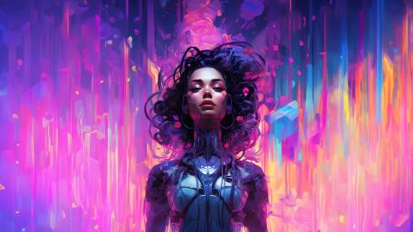 Neon Dream Cyborg Siren wallpaper
