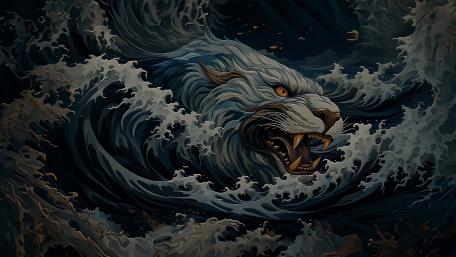 Storm Tiger in the Tempest Sea wallpaper
