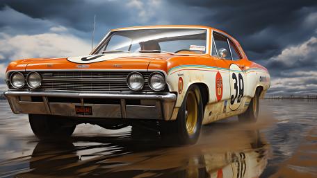 Vintage Muscle Car Storm Run wallpaper