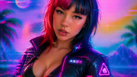 Girl Neon Duality wallpaper