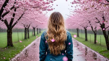 Cherry Blossom Pathway Serenity wallpaper