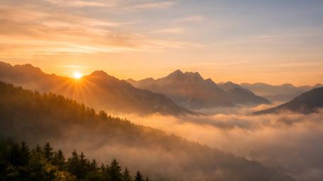 Morning Fog In The Valley wallpaper