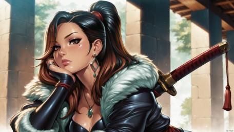 Elegant Samurai Warrior Portrait wallpaper