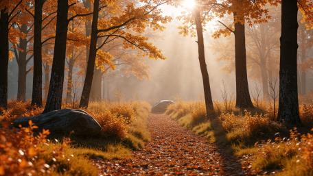 Golden Autumn Forest Path wallpaper