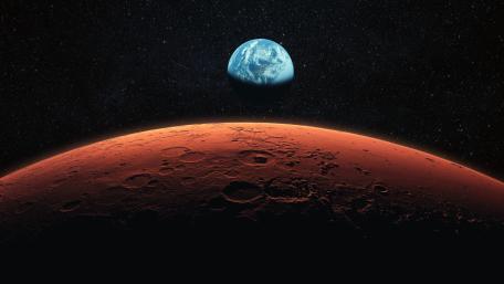 Mars Horizon With Earth Above wallpaper