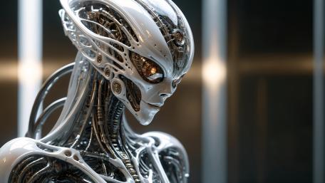 Elegant Cybernetic Guardian wallpaper
