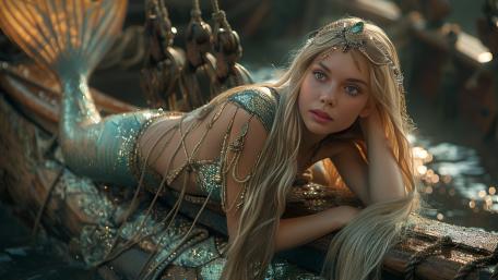 Dreaming Mermaid in Sunlit Waters wallpaper