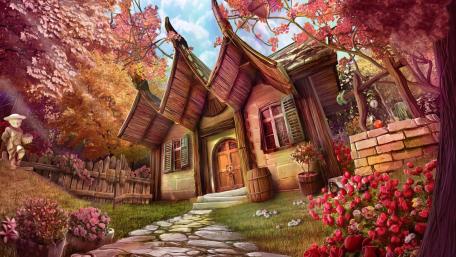 Whimsical Autumn Cottage Retreat wallpaper